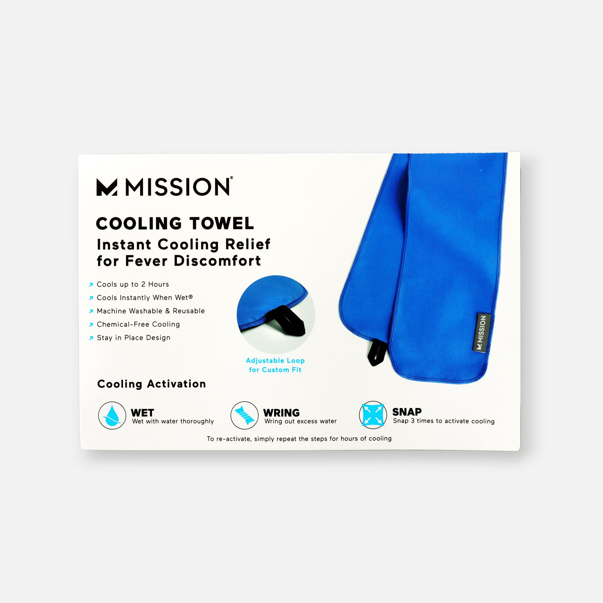 Mission Fever Relief Cooling Towel, Electric Blue Lemonade by