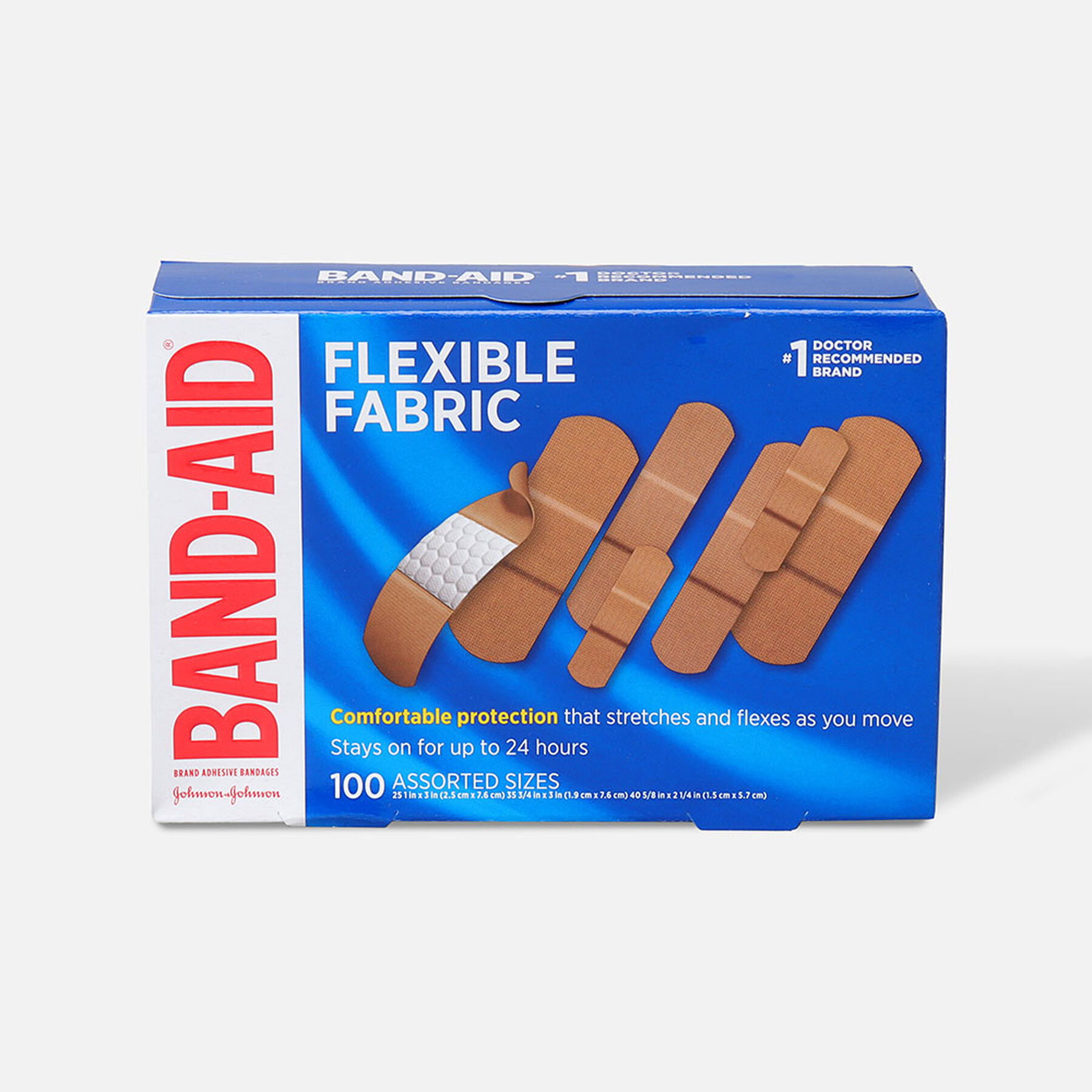 BandAid Flexible Fabric Adhesive Bandages, Assorted Sizes