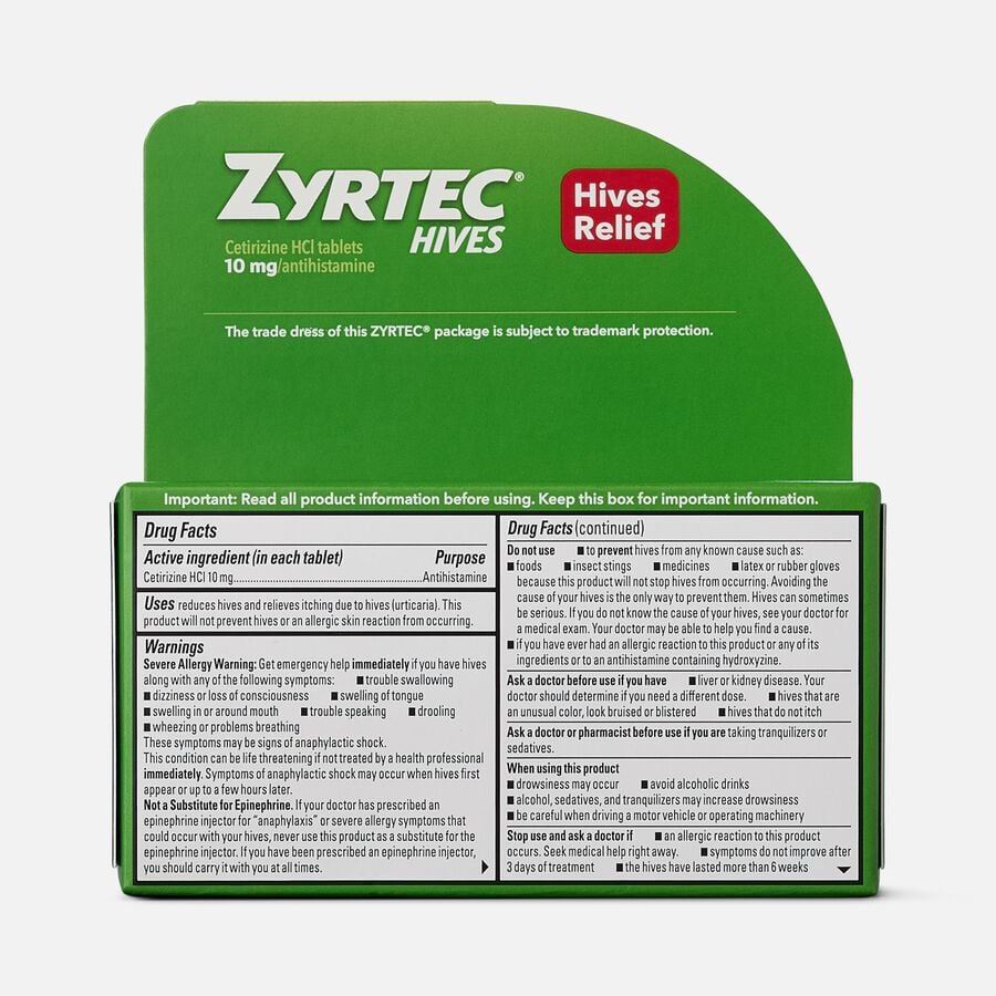 Zyrtec Hives Itch Relief 10 MG Tablets, 30 ct., , large image number 1