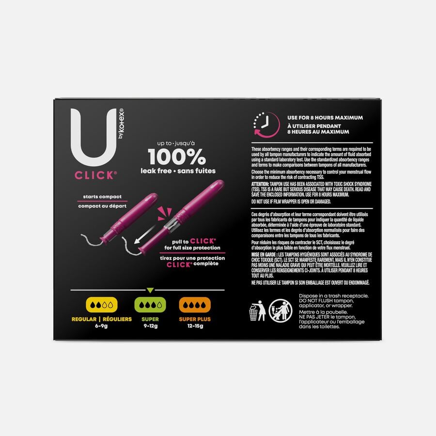 U by Kotex Click Compact Tampons, Super Absorbency, 32 ct., , large image number 1