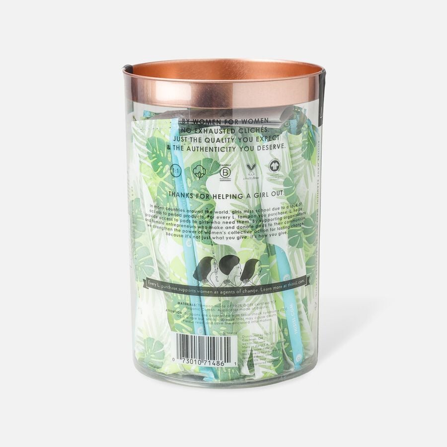 L. Organic Cotton Tampons Regular Absorbency, BPA-free Plastic Applicator, 30 ct., , large image number 1