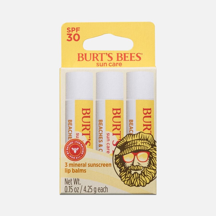 Burt&rsquo;s Bees Sun Care Beaches and Cream Lip Balm SPF 30, 3-Pack, 0.15 oz., , large image number 0