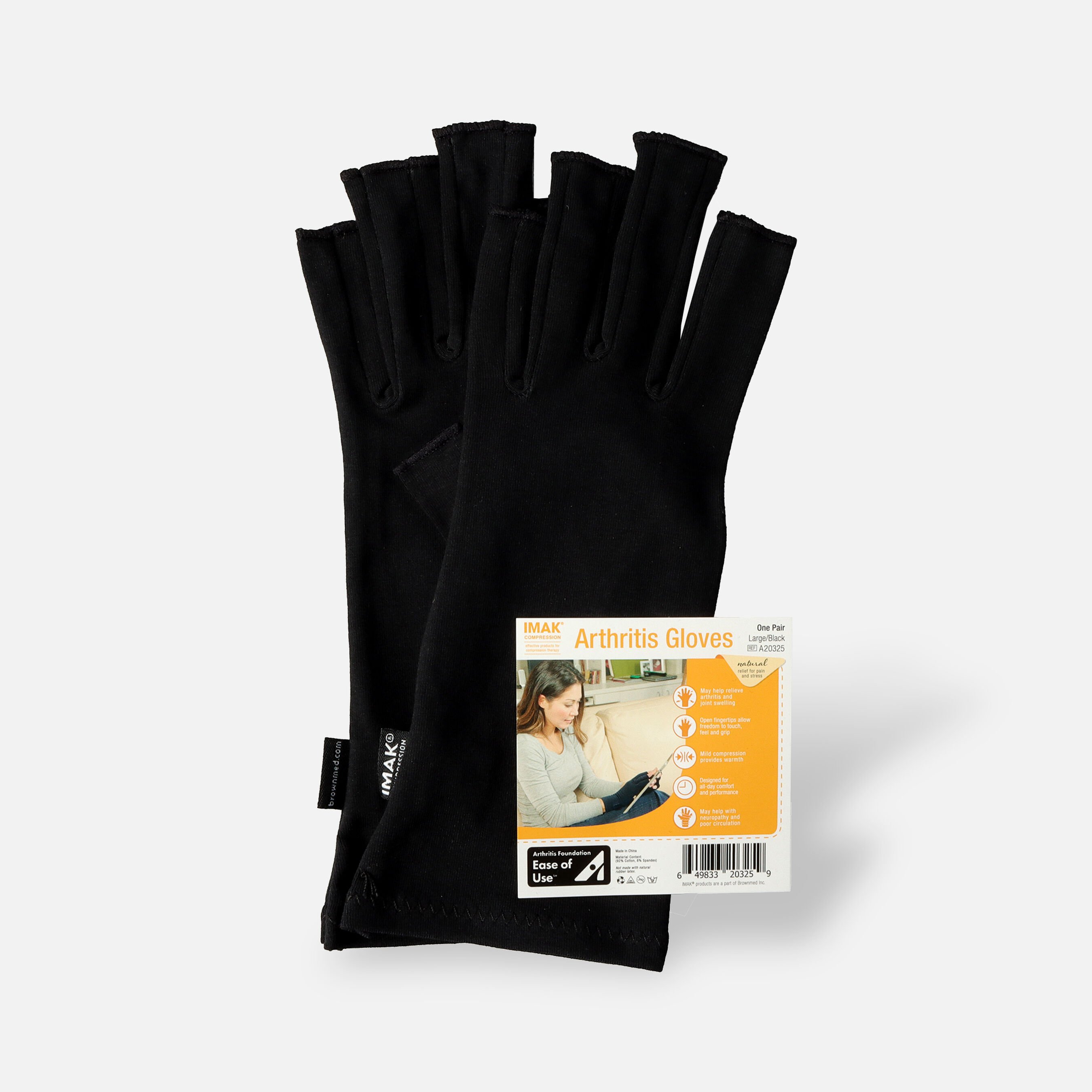 FSA Eligible IMAK Compression Arthritis Gloves, Black, Medium FSA Store