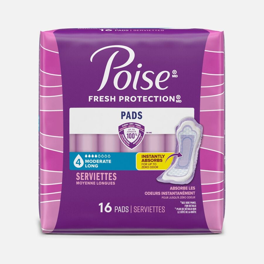 Poise Incontinence Pads, Moderate Long, 16 ct., , large image number 0
