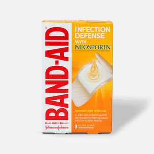 Band-Aid Adhesive Bandages Infection Defense With Neosporin Antibiotic Extra Large - 8 ct.