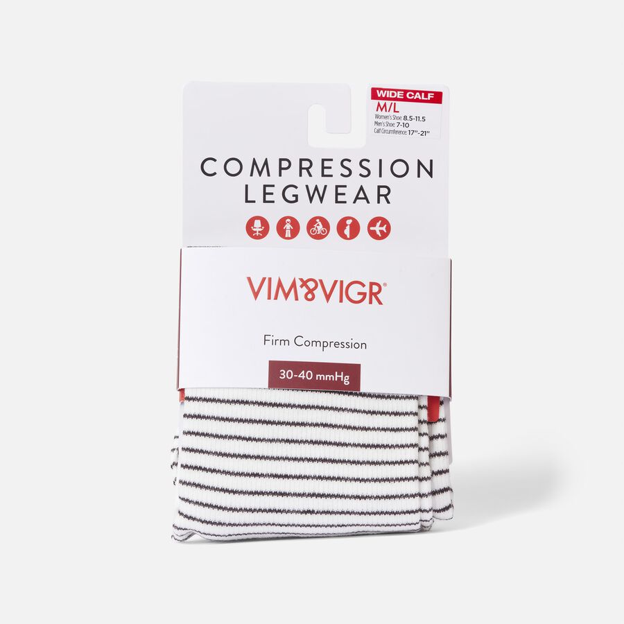 VIM & VIGR Cotton Compression Socks, Pinstripe, Cream and Black, 30-40 mmHg, , large image number 4
