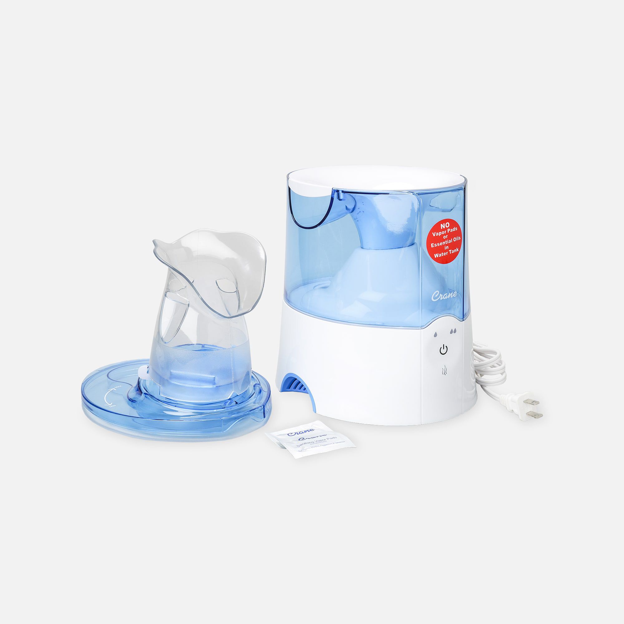 Crane 2-in-1 Warm Mist Humidifier and Steam Inhaler, Blue/White by