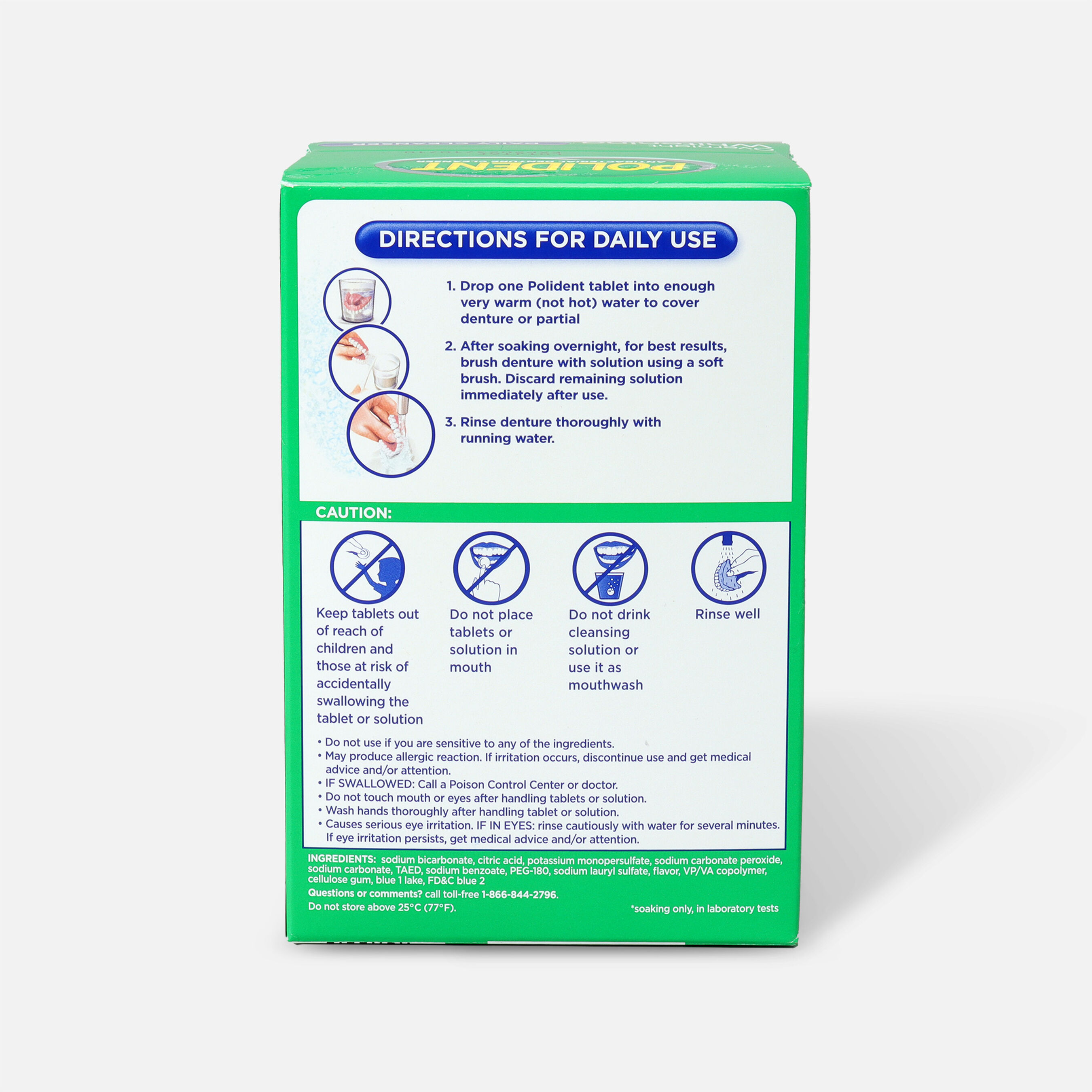 Polident Overnight Whitening Antibacterial Denture Cleanser Tablets