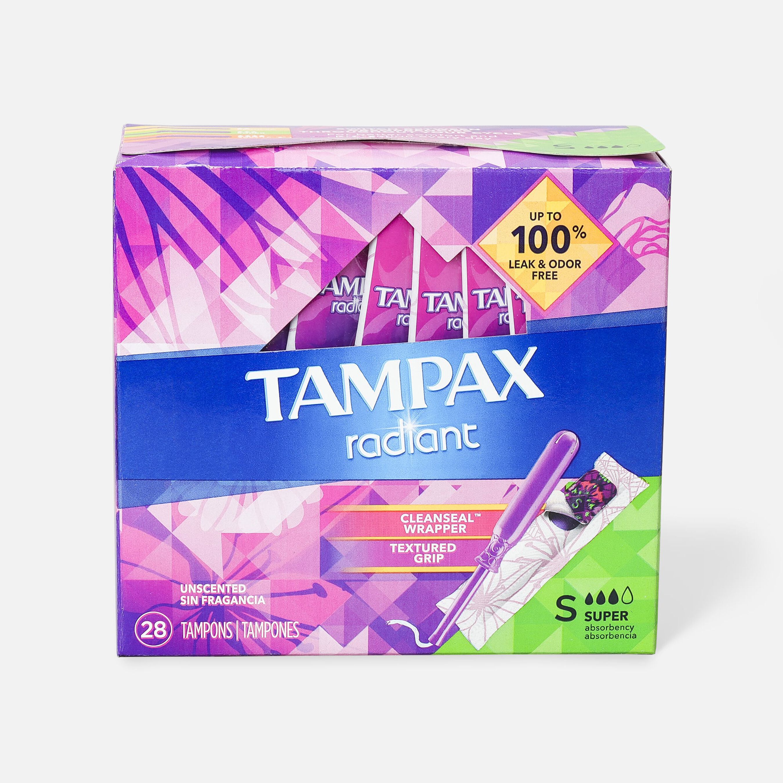 FSA Eligible Tampax Radiant Tampons with BPAFree Plastic Applicator