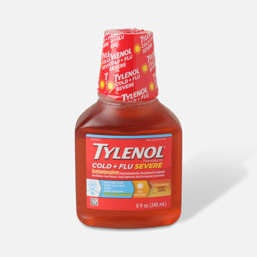 Tylenol Cold + Flu Severe Warming Honey Lemon Liquid, 8 fl oz