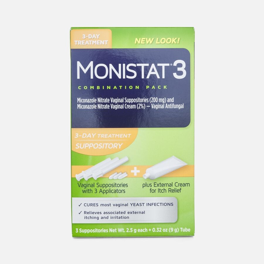 Monistat 3, Cure and Itch Relief Suppositories, , large image number 0