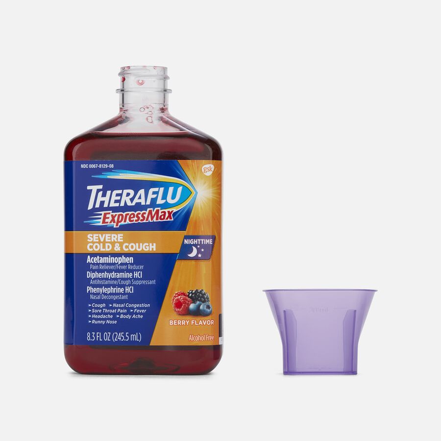Theraflu Nighttime Severe Cold & Cough Syrup, 8.3 fl oz., , large image number 2