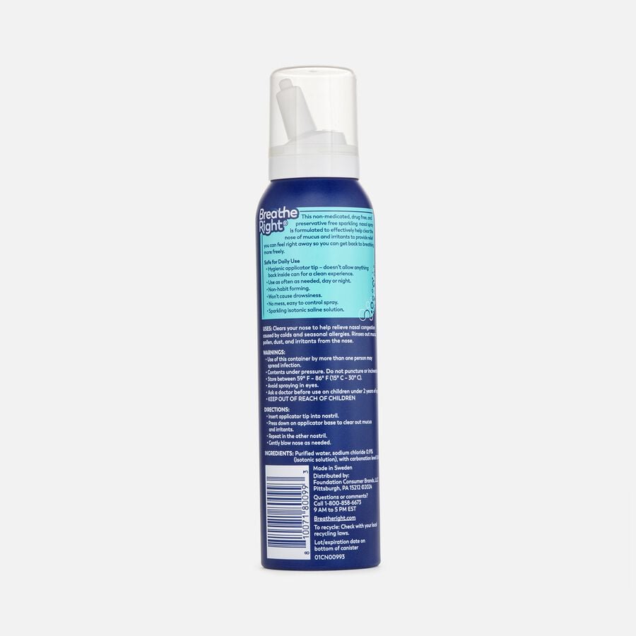 Breathe Right Sparkling Saline Nasal Rinse Spray, 4 oz., , large image number 1