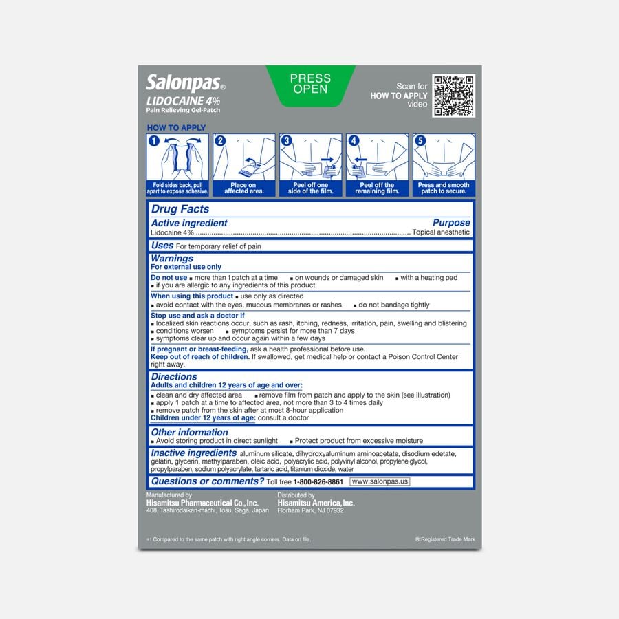 Salonpas Lidocaine Gel-Patch, 6 ct., , large image number 1