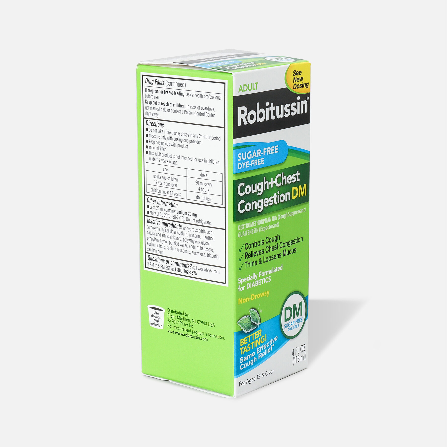 Robitussin Cough & Chest Congestion Relief DM, Sugar-Free, Dye-Free