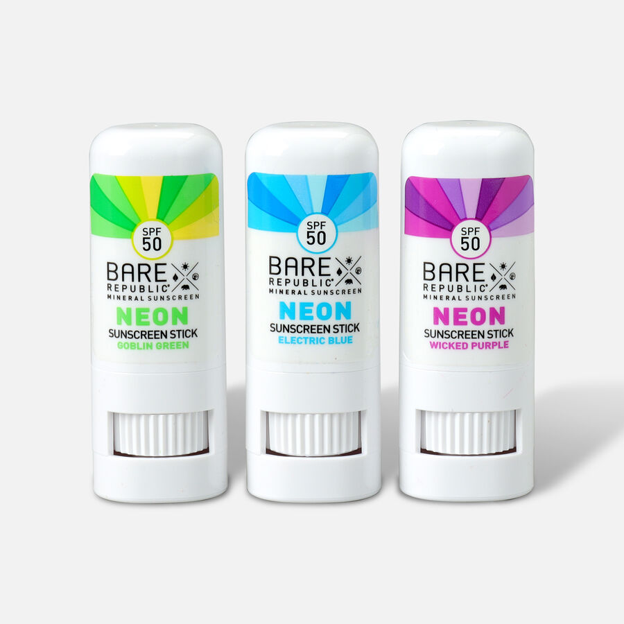 Bare Republic Mineral SPF 50 Neon Sunscreen Stick, 3-Pack, , large image number 1