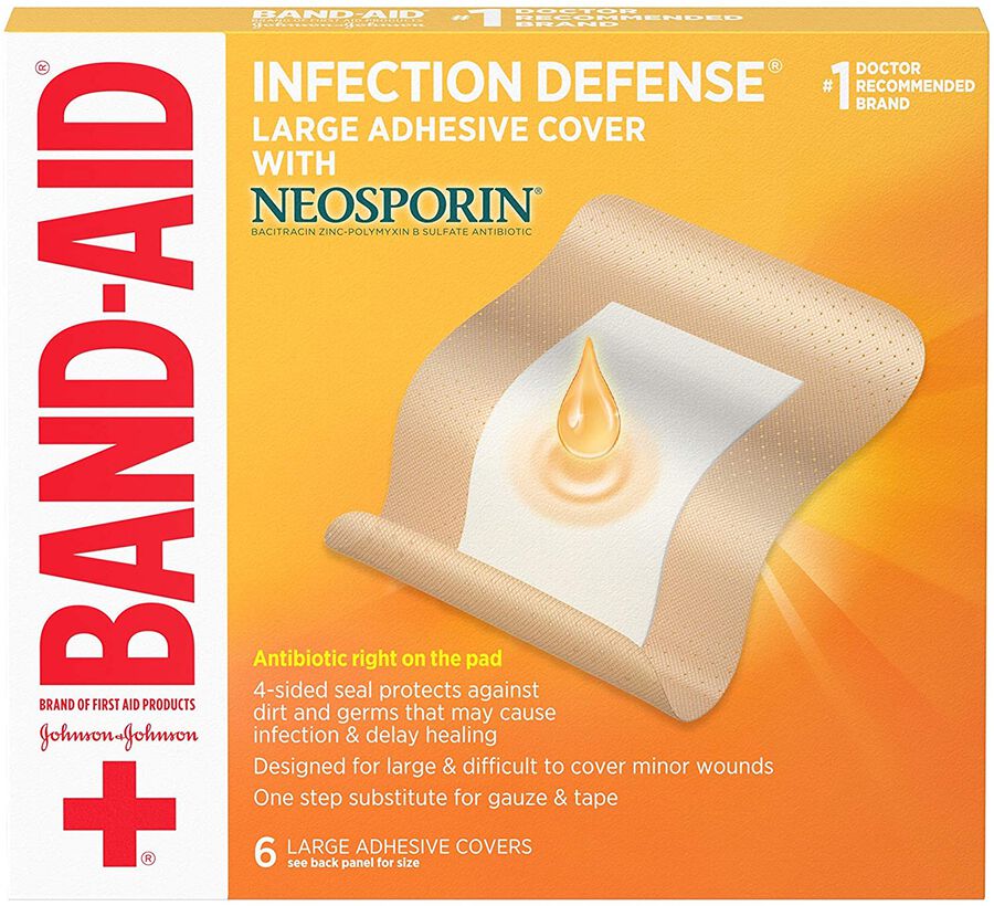 Band-Aid Infection Defense Large Adhesive Cover with Neosporin, 6 ct., , large image number 0