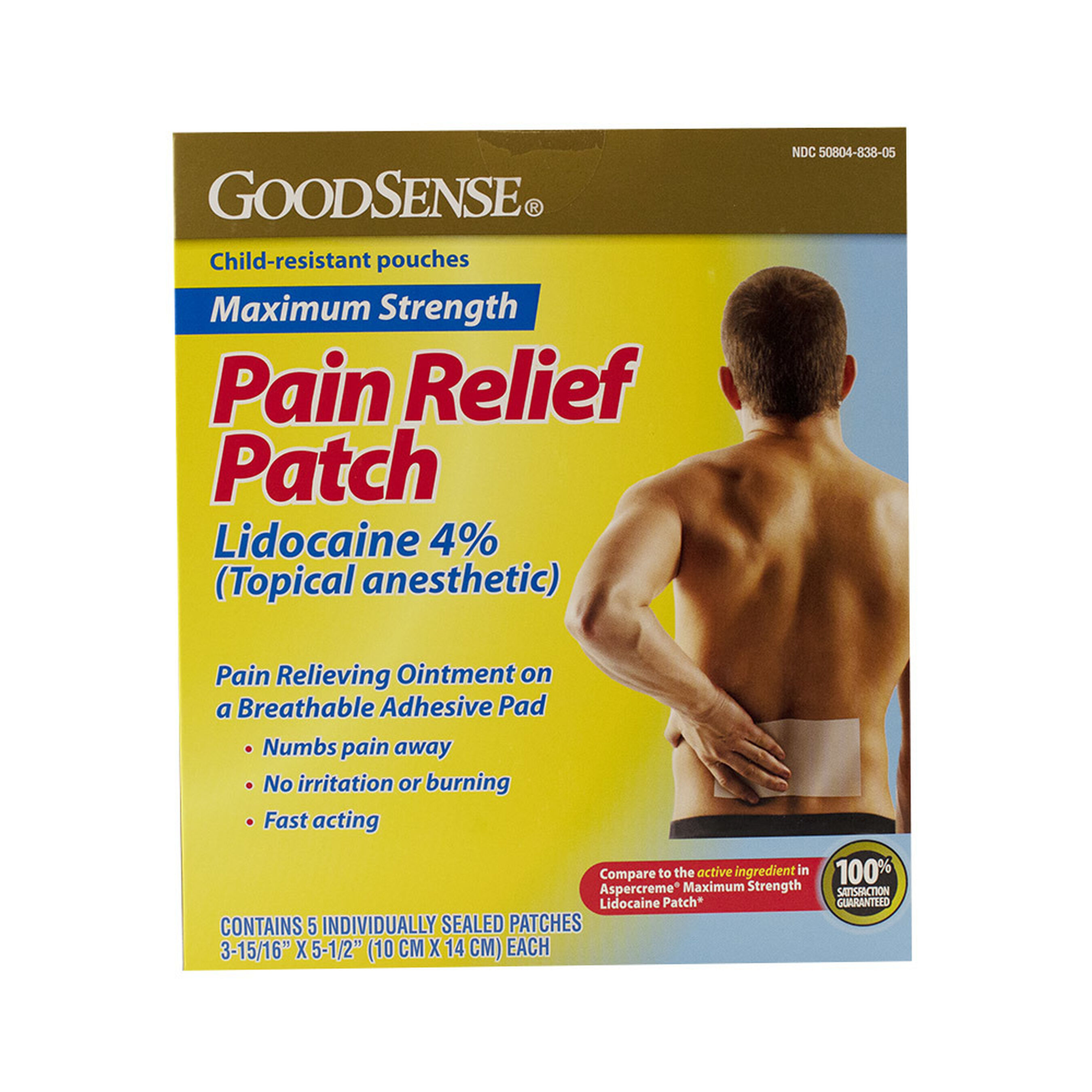 GoodSense® Pain Relief Lidocaine 4 Patch Max Strength, 5 ct