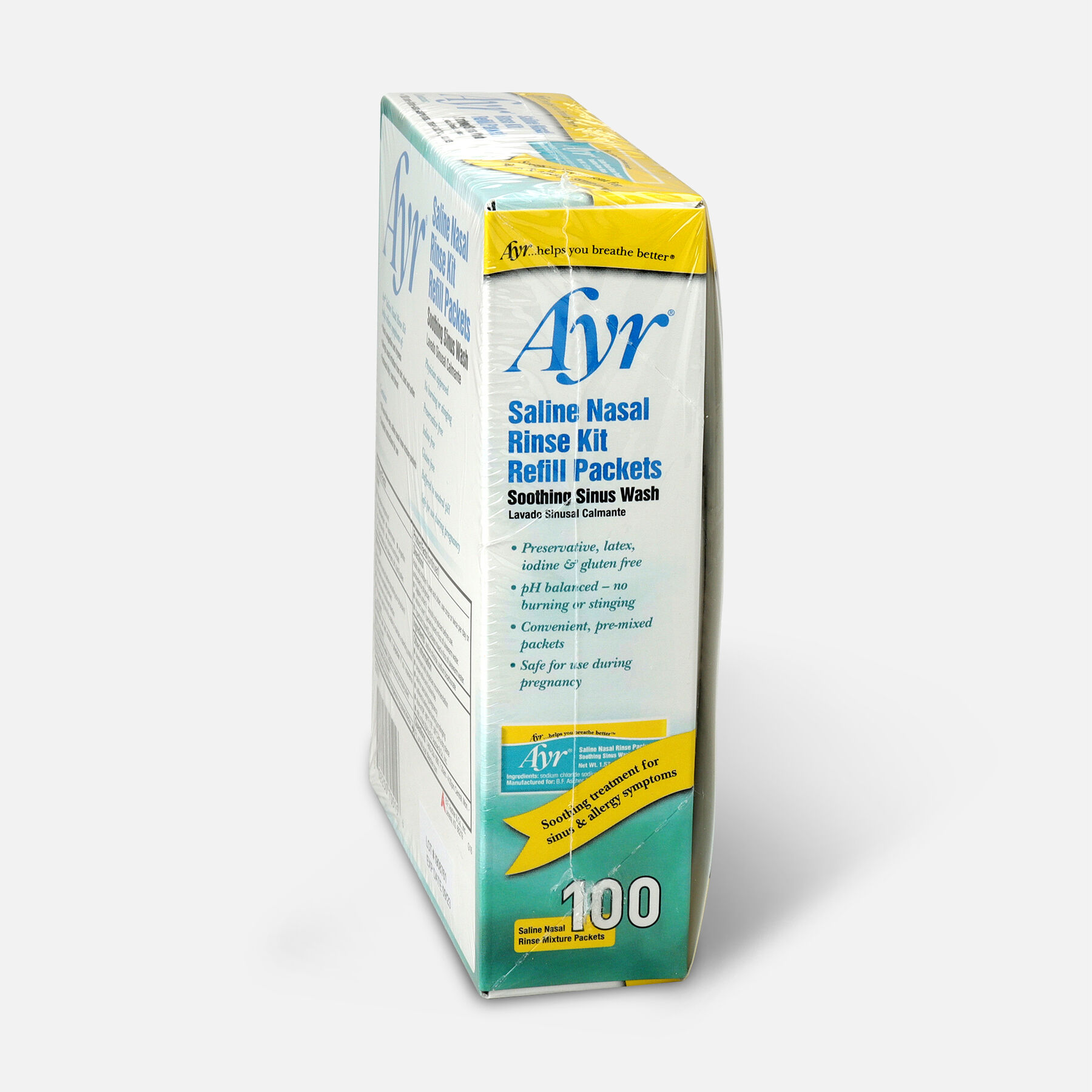 Ayr Saline Nasal Rinse Kit Refill Packets, 100 ea
