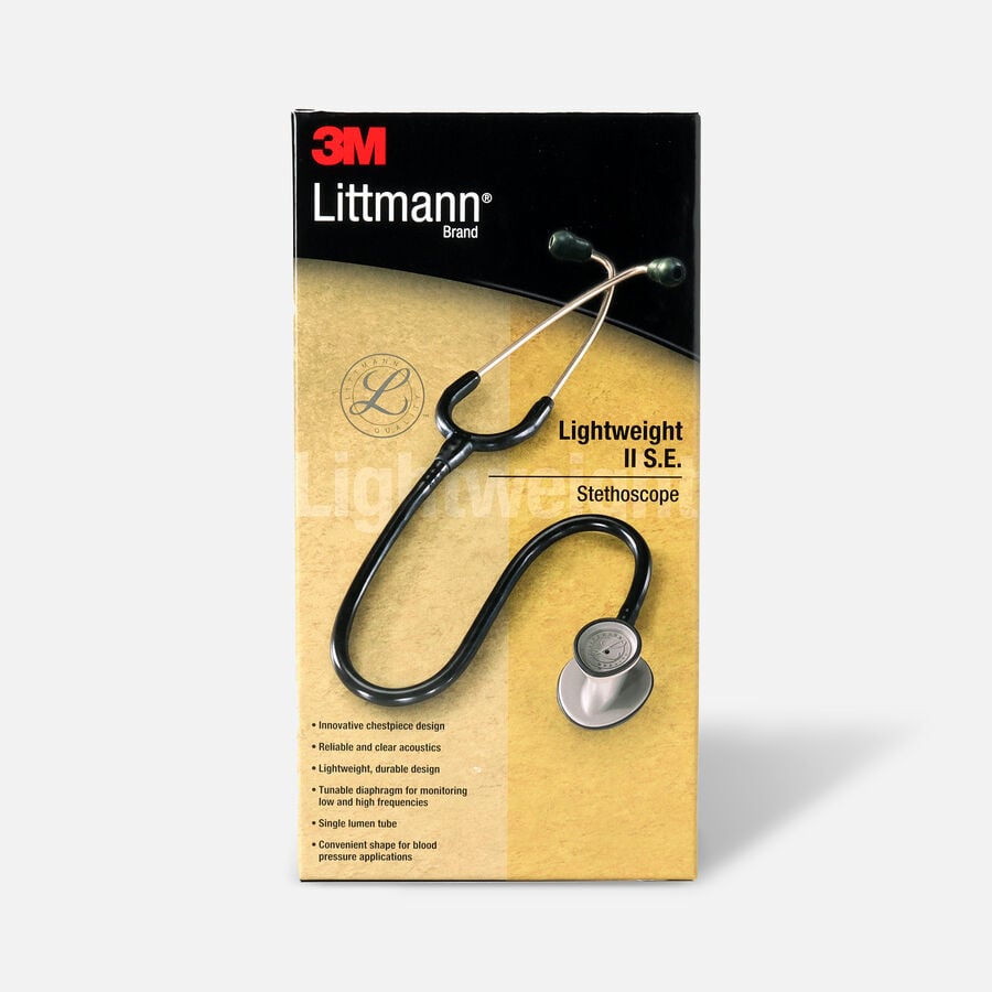 3M Littmann Lightweight II S.E. Stethoscope, Black Tube, 28", Black, large image number 1
