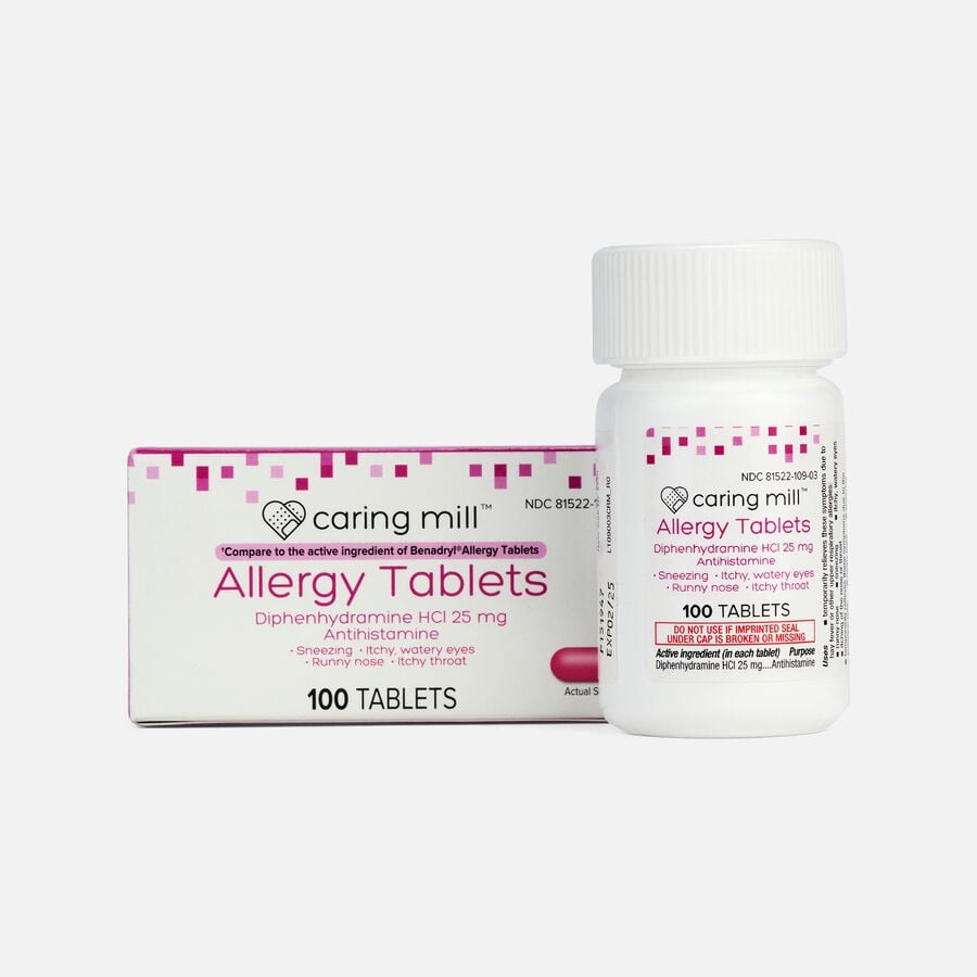 Caring Mill™ Diphenhydramine Allergy Relief Tablets, 100 ct., , large image number 0