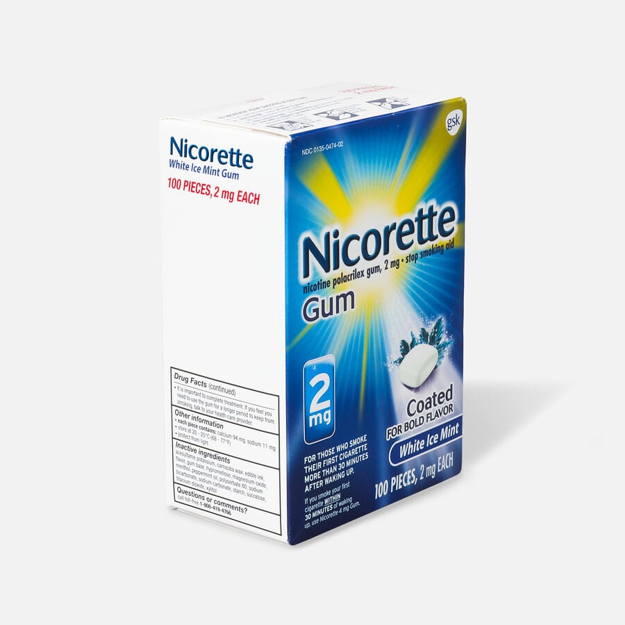 Nicorette Nicotine Gum, White Ice Mint, 4 mg, 100 ct., , large image number 3