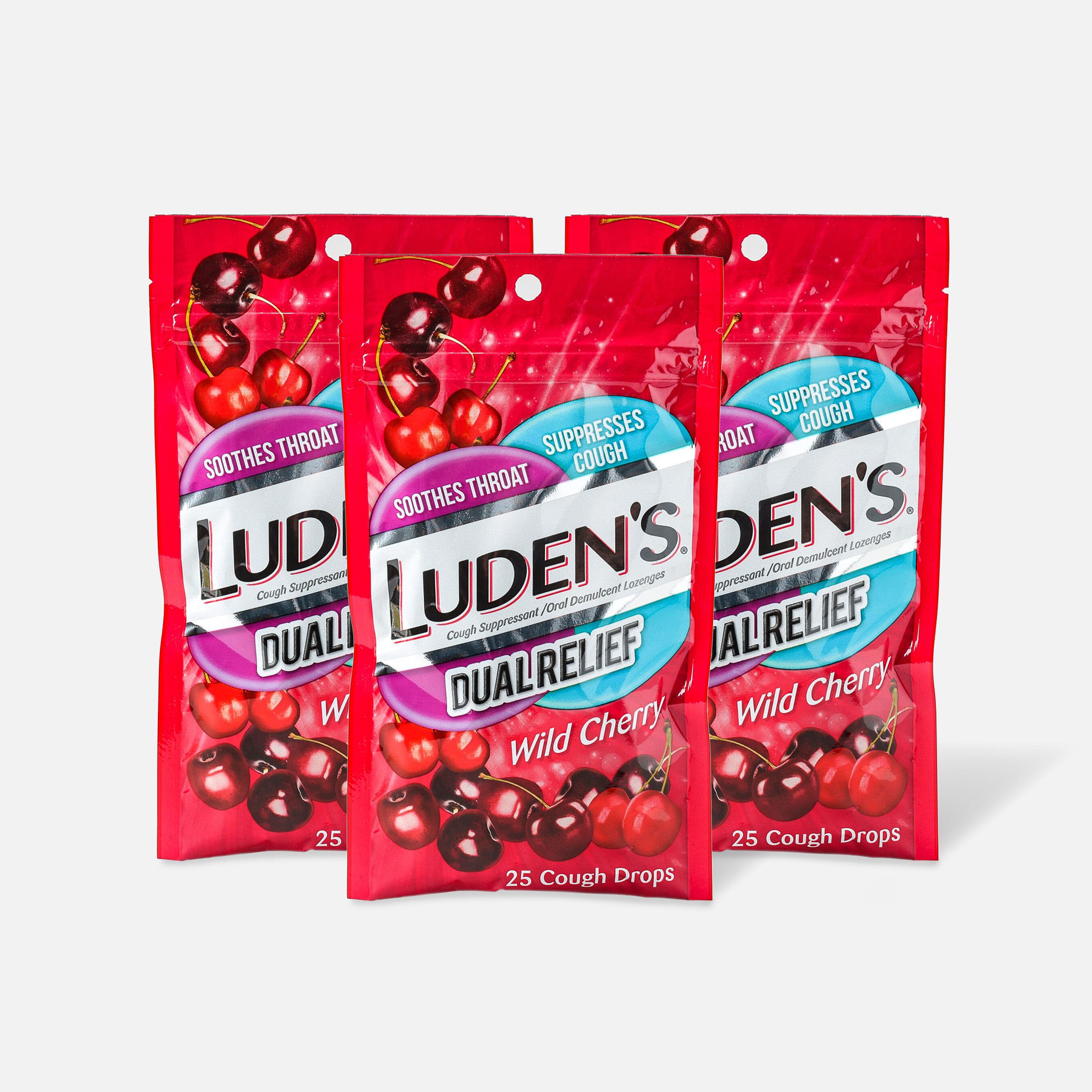 FSA Eligible Luden's Dual Relief Wild Cherry Cough Drops, 25 ct. (3