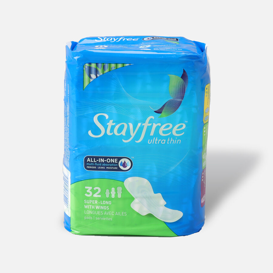 Stayfree Ultra Thin Pads Super Long with Wings, 32 ct., , large image number 0