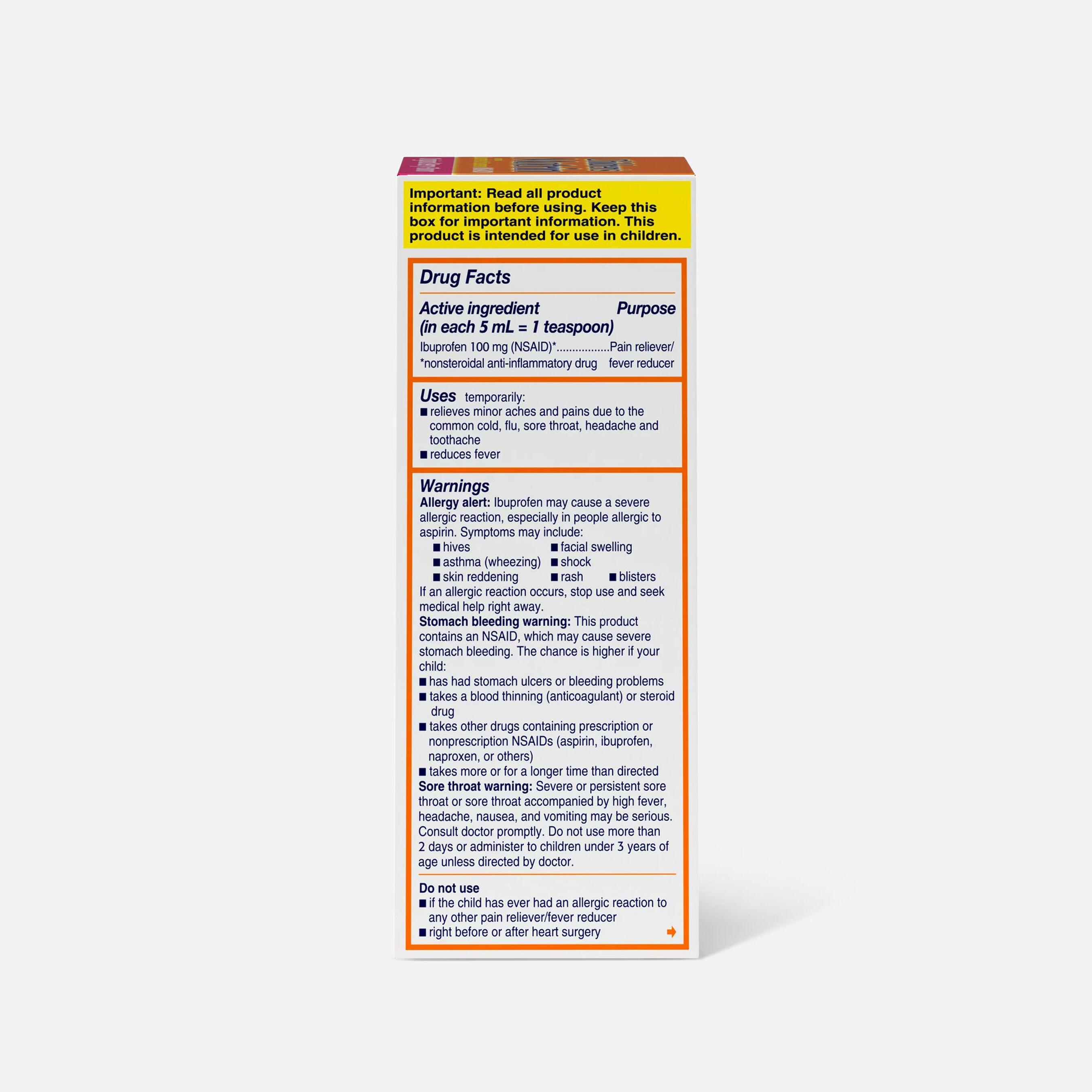 FSA Eligible Children's Motrin Oral Suspension, Pain Relief, Ibuprofen