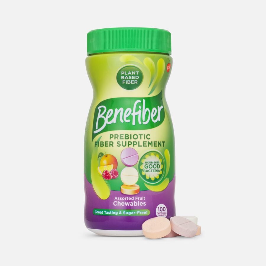 Benefiber Chewable Prebiotic Fiber Supplement Tablets for Digestive Health, Assorted Fruit, 100 ct., , large image number 0