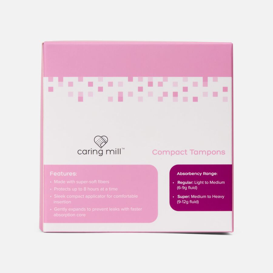 Caring Mill&trade; Super+Regular Compact Tampons, 32 ct., , large image number 1