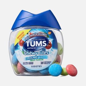 TUMS Ultra Strength Chewy Bites Cooling Sensation Antacid Chews, Fruit Fusion, 28 ct.