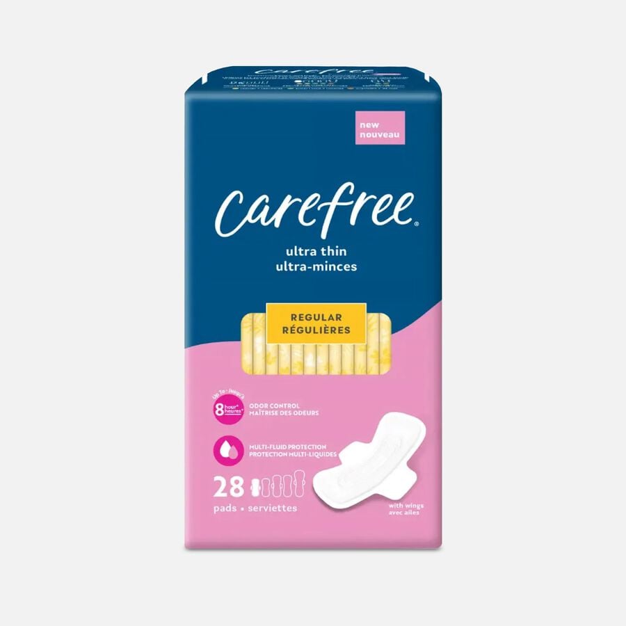 Carefree Ultra Thin Regular Pads with Wings, 28 ct., , large image number 0