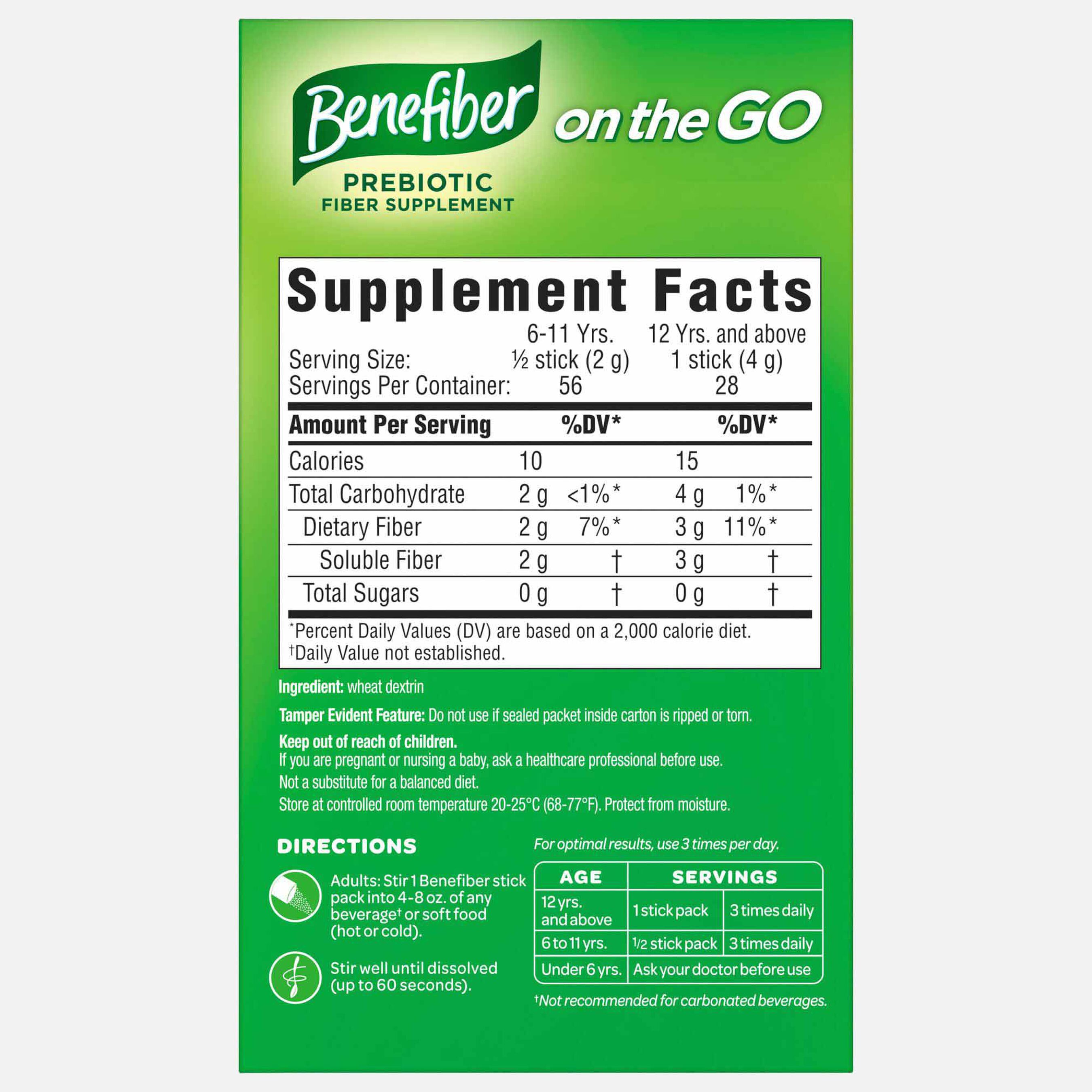 Benefiber On The Go Prebiotic Fiber Supplement Powder