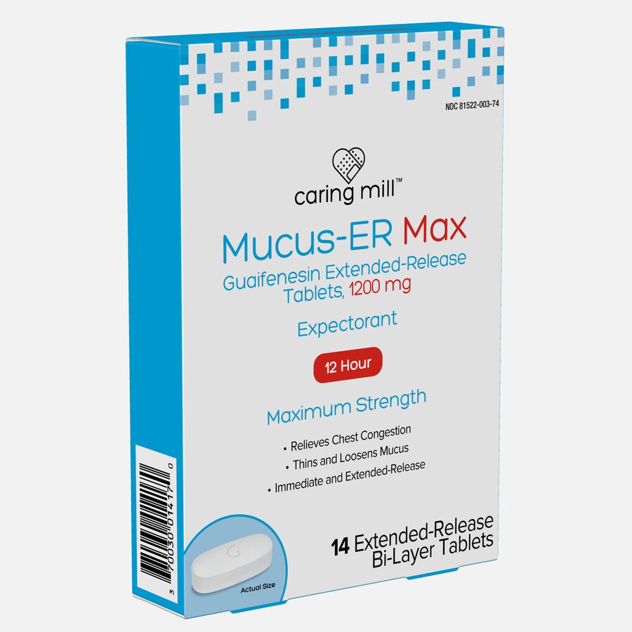 Caring Mill™ Mucus Guaifenesin Extended-Release Bi-Layer Tablets, 1200mg, 14 ct., , large image number 1