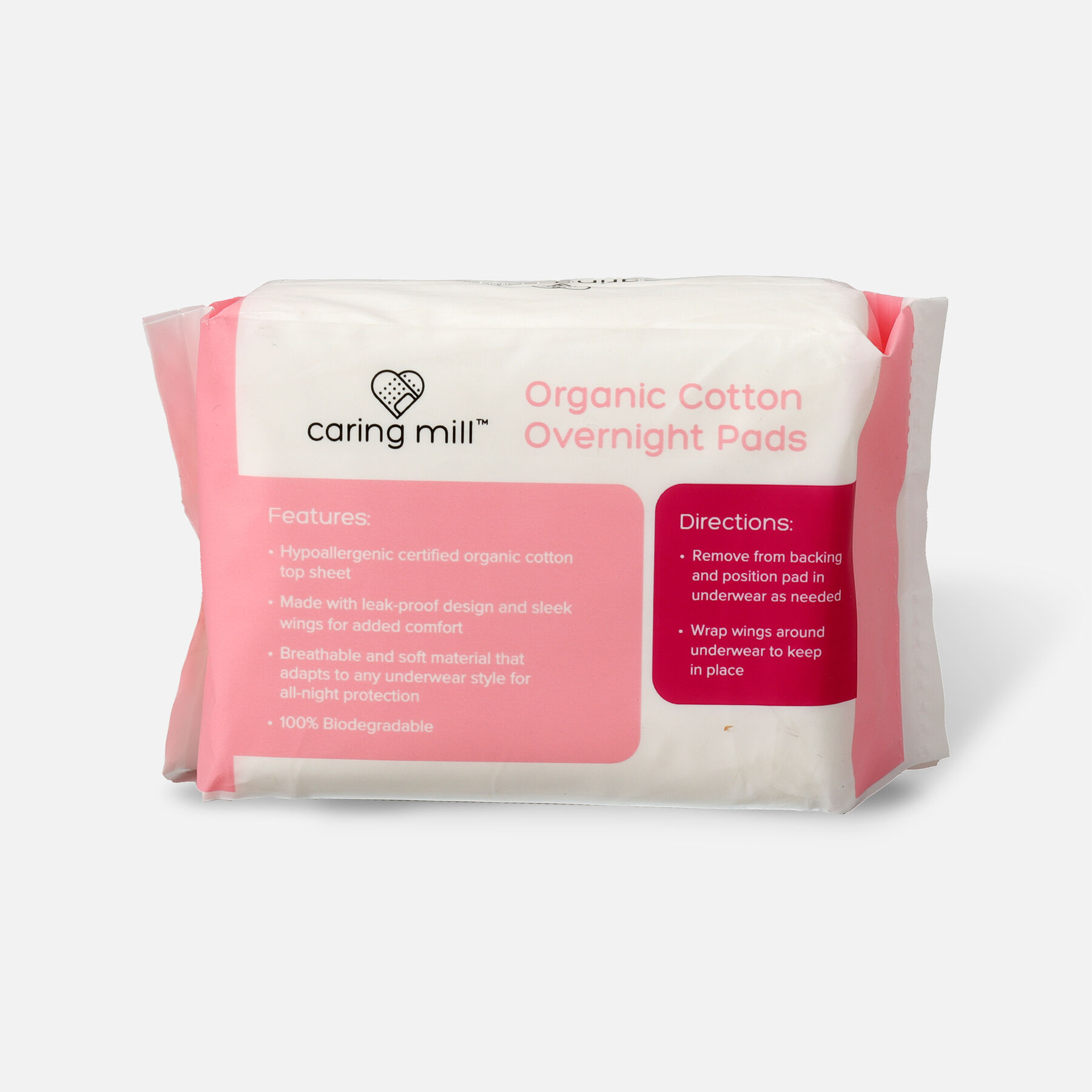 Caring Mill Organic Cotton Overnight Pads, Super, 10ct