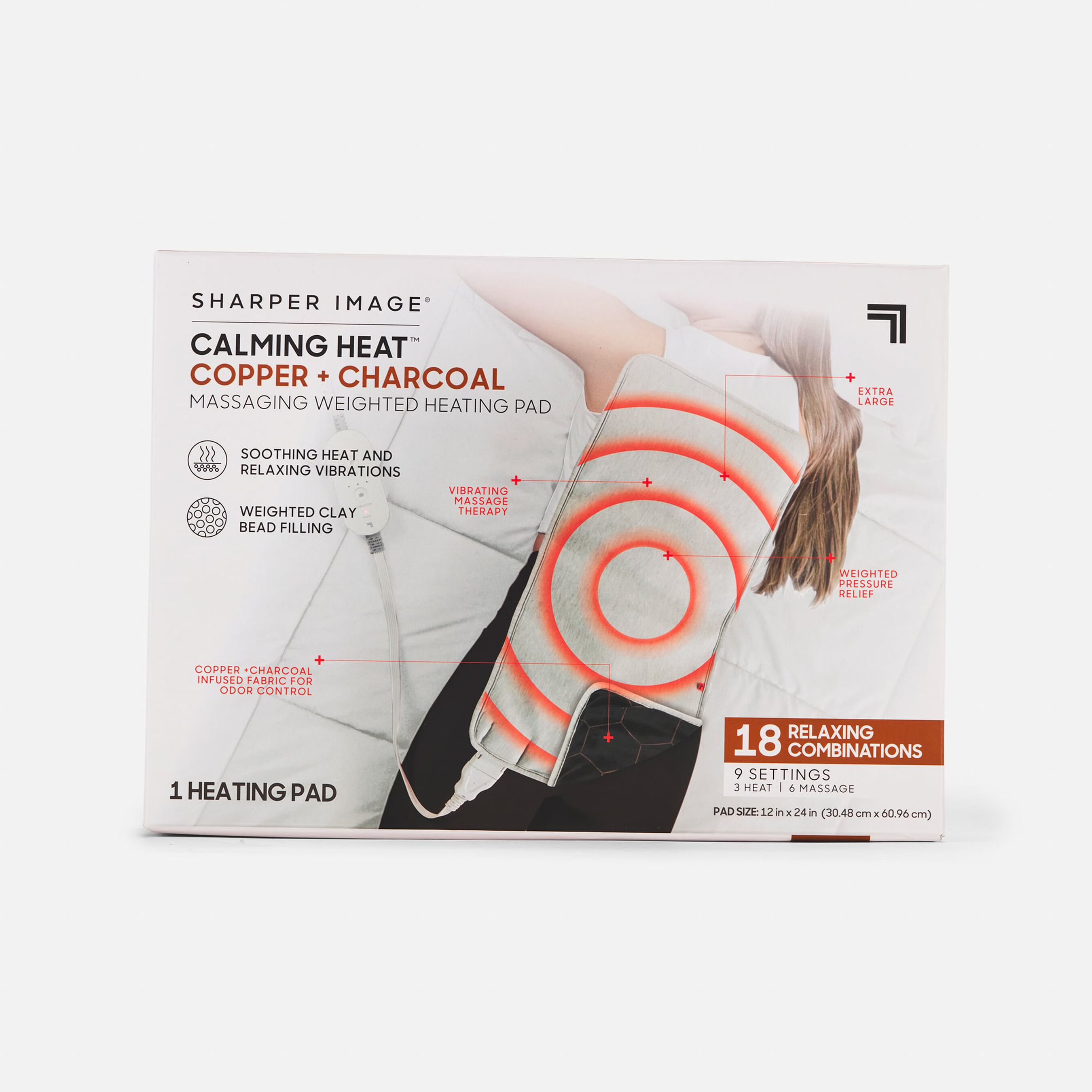FSA Eligible Sharper Image Calming Heat Copper and Charcoal Weighted