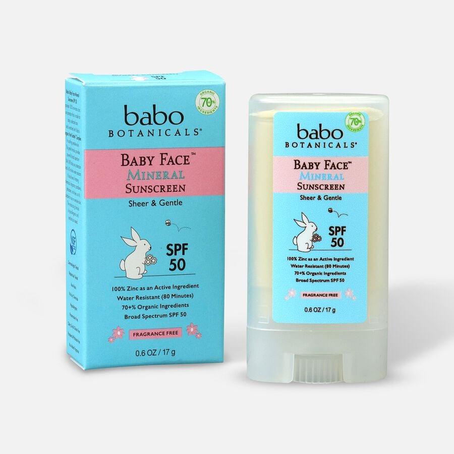 Babo Botanicals Baby Face Mineral Sunscreen Stick, SPF 50, .6 oz., , large image number 0