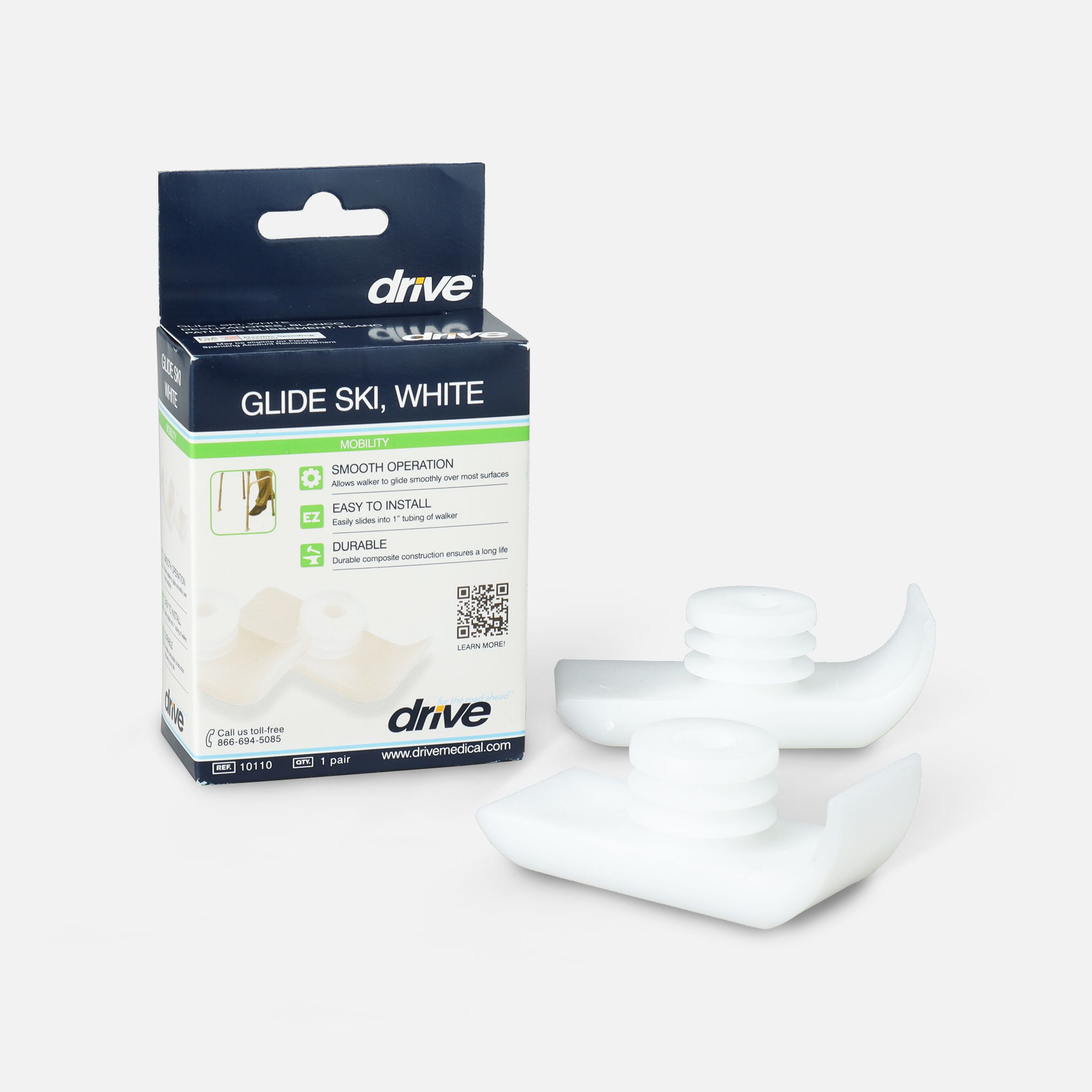 Drive Medical Glide Ski for Walker, White