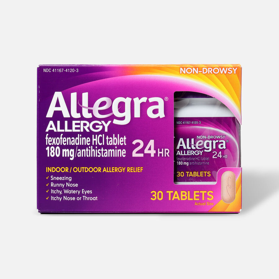Allegra Adult Non-Drowsy Antihistamine Tablets, 24-Hour Allergy Relief, 180 mg, , large image number 0