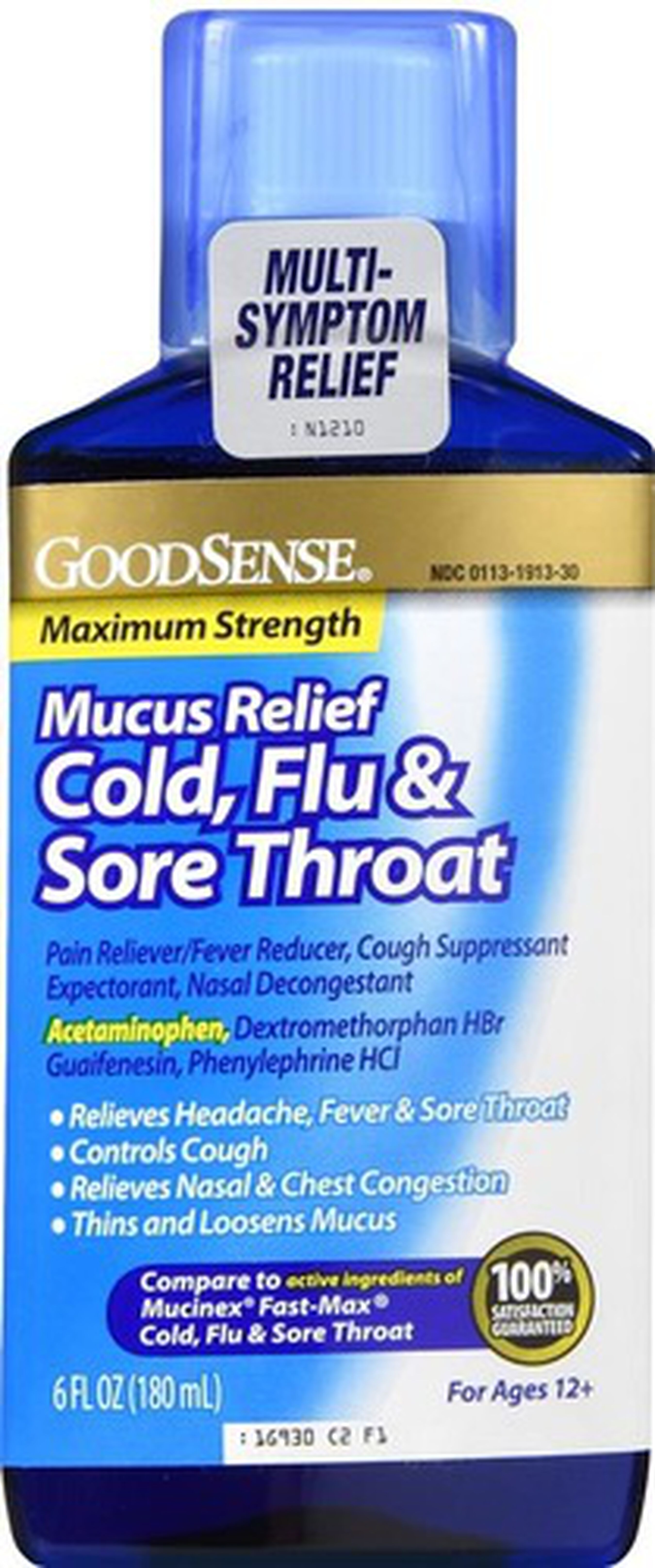 GoodSense® Mucus Relief Cold, Flu, & Sore Throat Max Strength 6oz