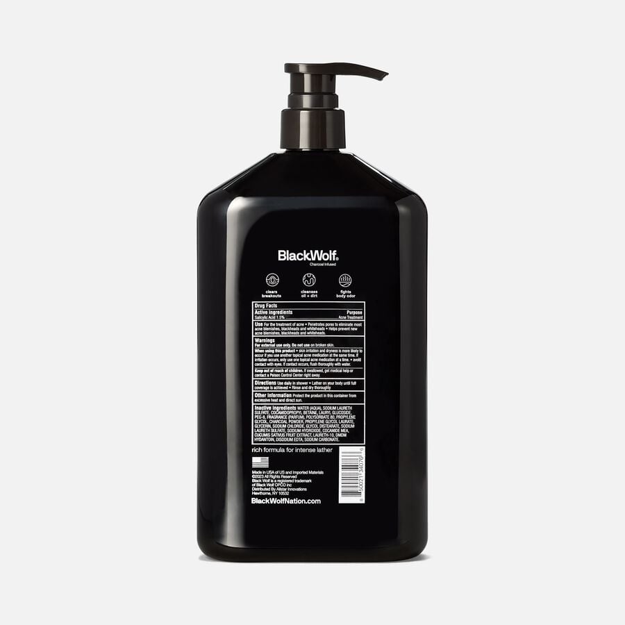 Black Wolf Acne Charcoal Body Wash, 1 Liter, , large image number 1