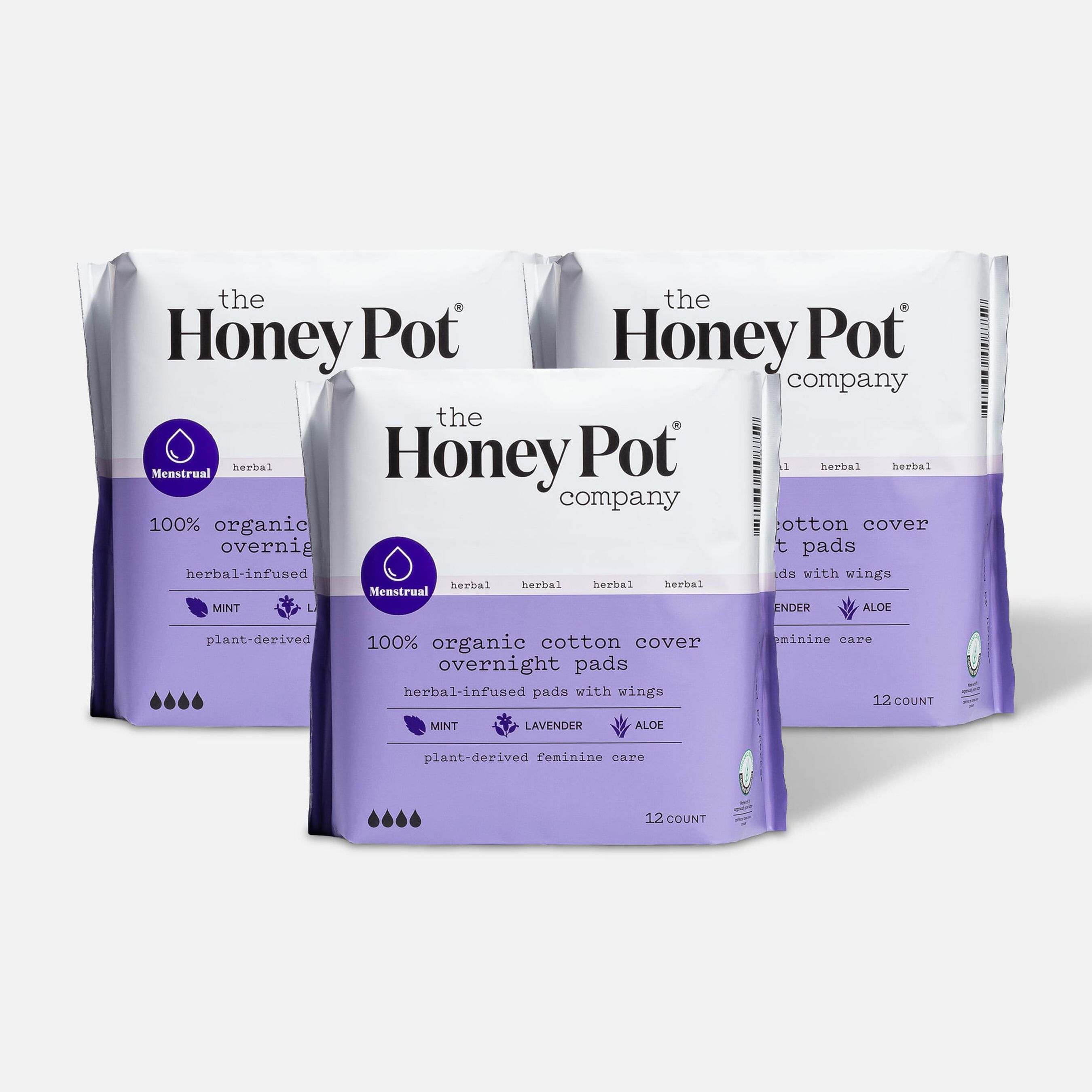 FSA Eligible The Honey Pot 100 Organic Top Sheet Overnight Herbal