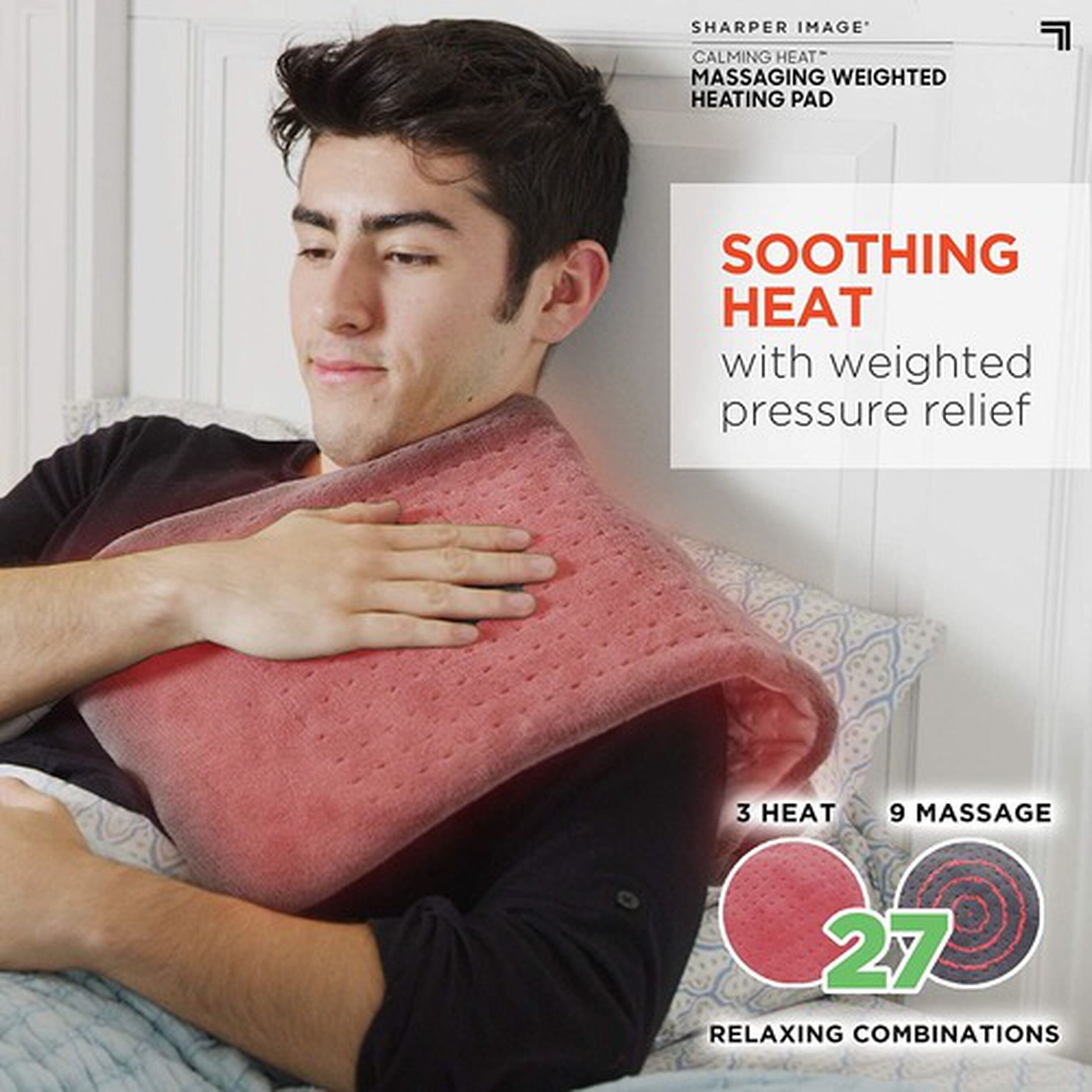 FSA Eligible Sharper Image® Calming Heat Massaging Weighted Heating Pad