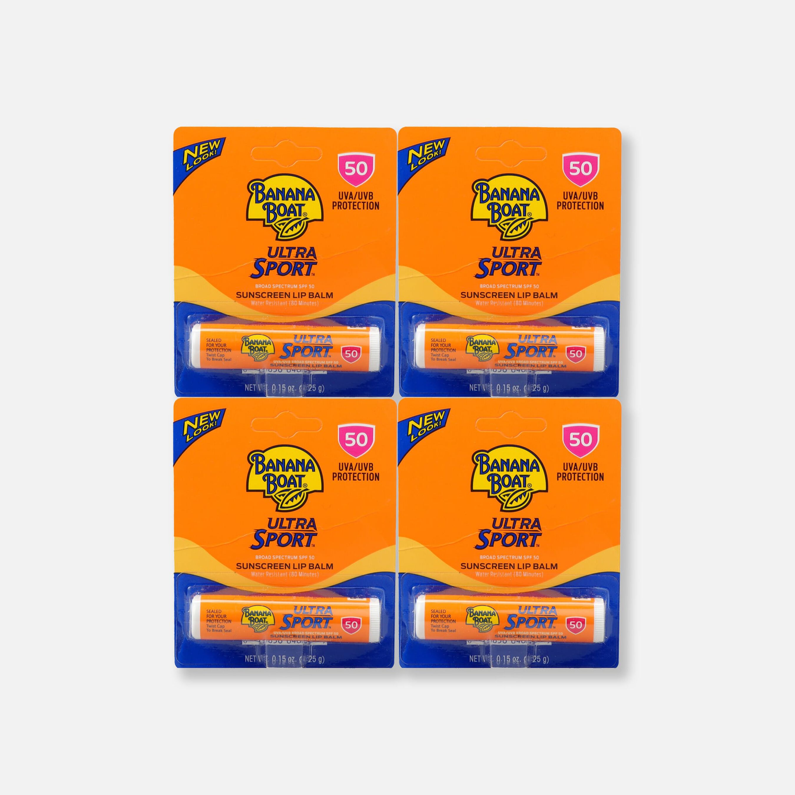 Banana Boat Ultra Sport Sunscreen Lip Balm SPF 50, .15 oz. (4Pack)