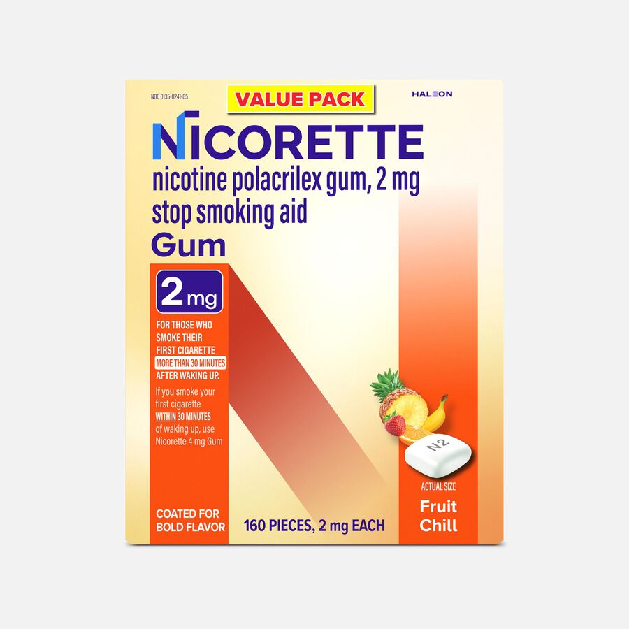 Nicorette Nicotine Gum, Fruit Chill, 2mg, 160 ct., , large image number 0