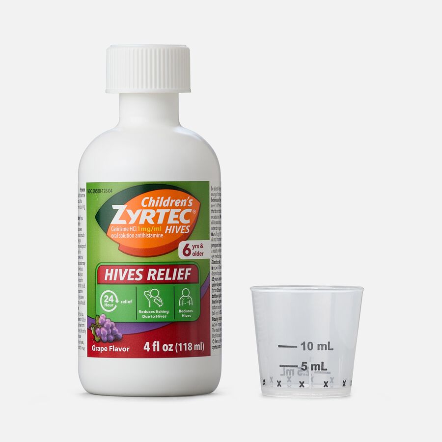 Children's Zyrtec Hives Relief Dye-Free, Sugar-Free Liquid,  4 fl oz., Grape, , large image number 2