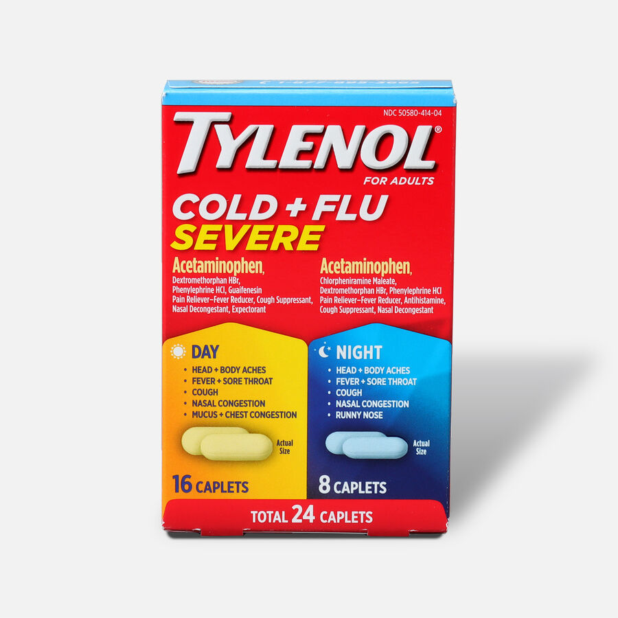 Tylenol Cold + Flu Severe Day & Night Caplets for Fever, Pain, Cough & Congestion Relief, 24 ct., , large image number 0