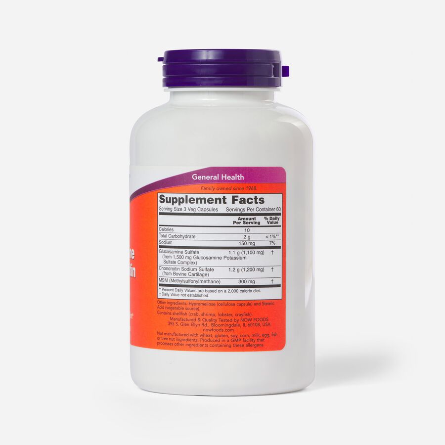 FSA Eligible NOW Foods Glucosamine 500/Chondroitin 400 Plus MSM 180