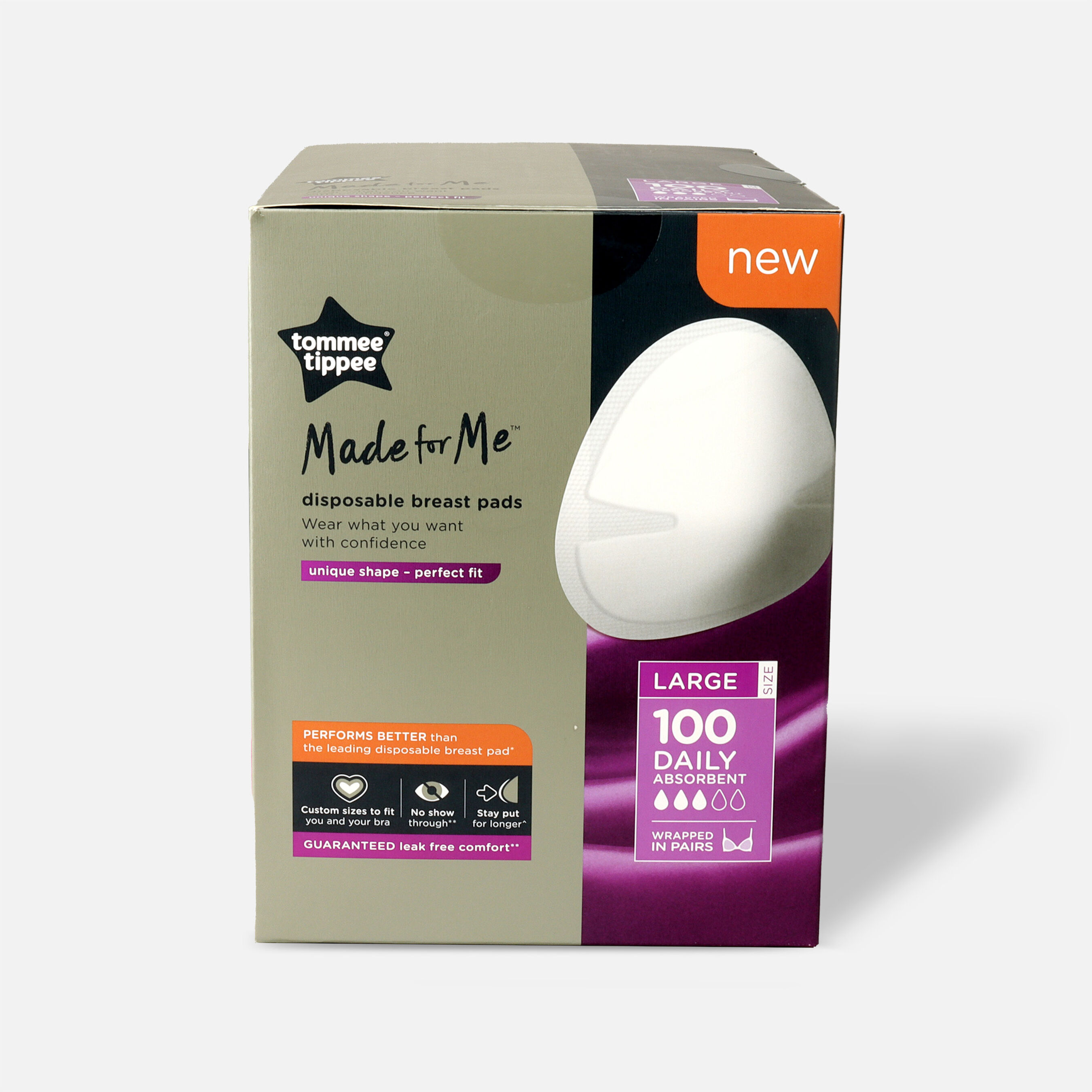 Tommee Tippee, Made for Me Breast Pads, Daily, 100 ct